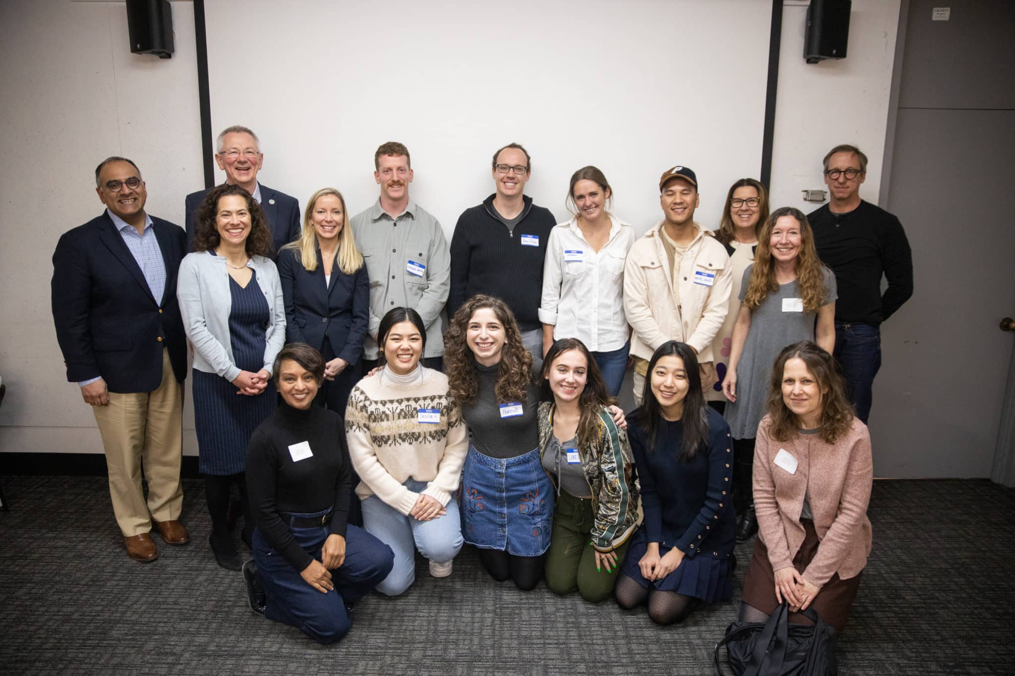 Tim Disney, trustee for CalArts, sits with students and faculty from the Graphic Design program