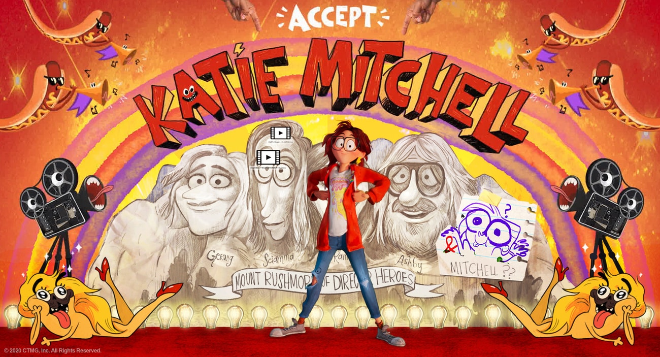 Katie Mitchell stands front and center in a graphic for Mitchells vs. the Machines