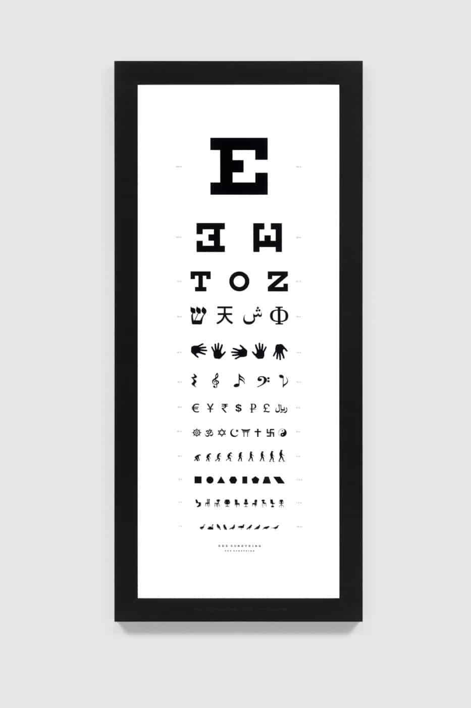 Artwork in form of eye chart by Barbara Bloom (CalArts ’72)