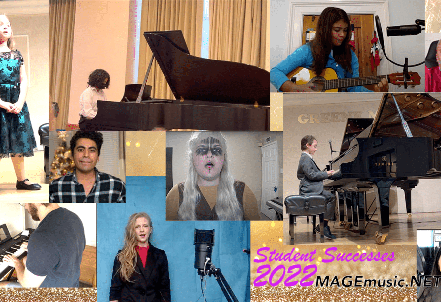 Collage of performers singing and playing various instruments