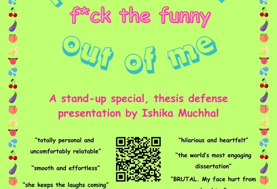 A digital flyer for Ishika Muchhal's stand-up comedy special.